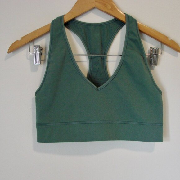 Lululemon Reveal Sports Bra Racerback Green Digital Rain Yoga Workout Size 10 - Picture 4 of 12
